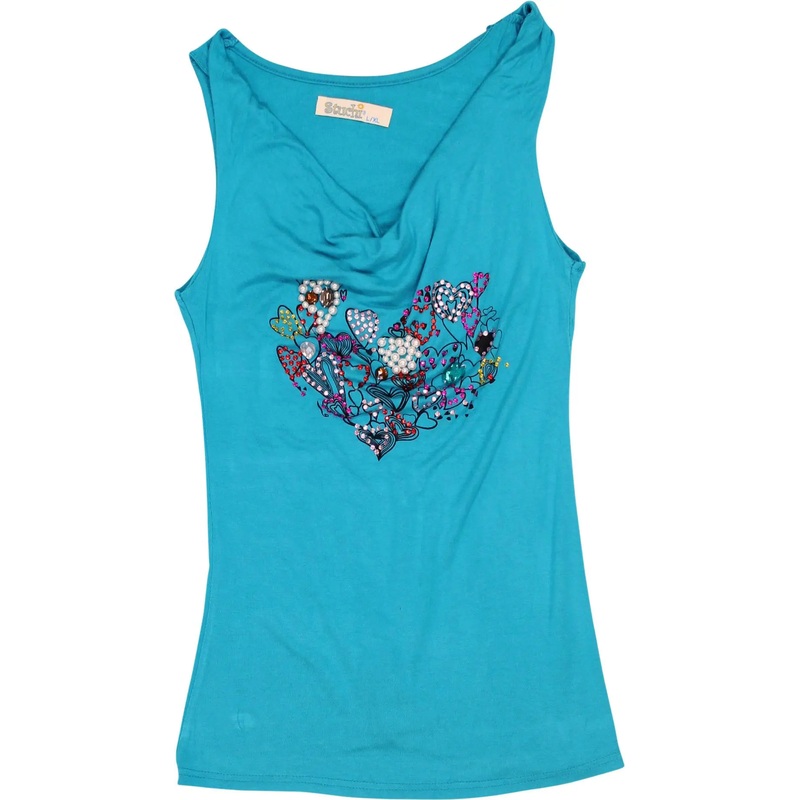 00s Sleeveless Top with Glitter Details