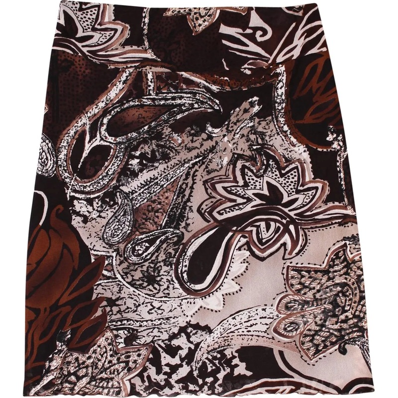 00s Brown Paisley Mini Skirt