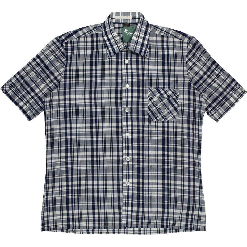 70s Blue Checked Short Sleeve Shirt
