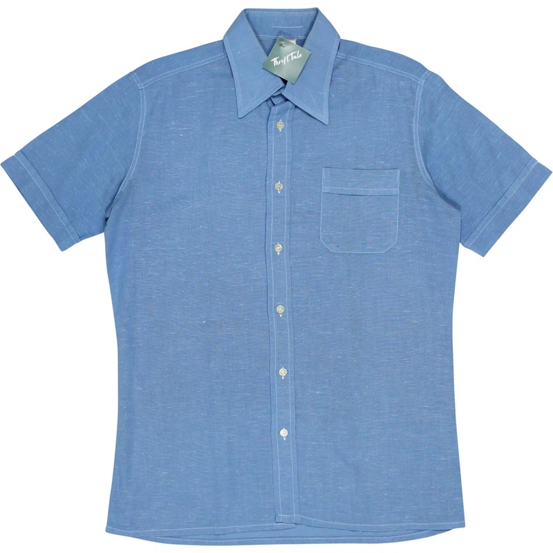 70s Blue Short Sleeve Shirt