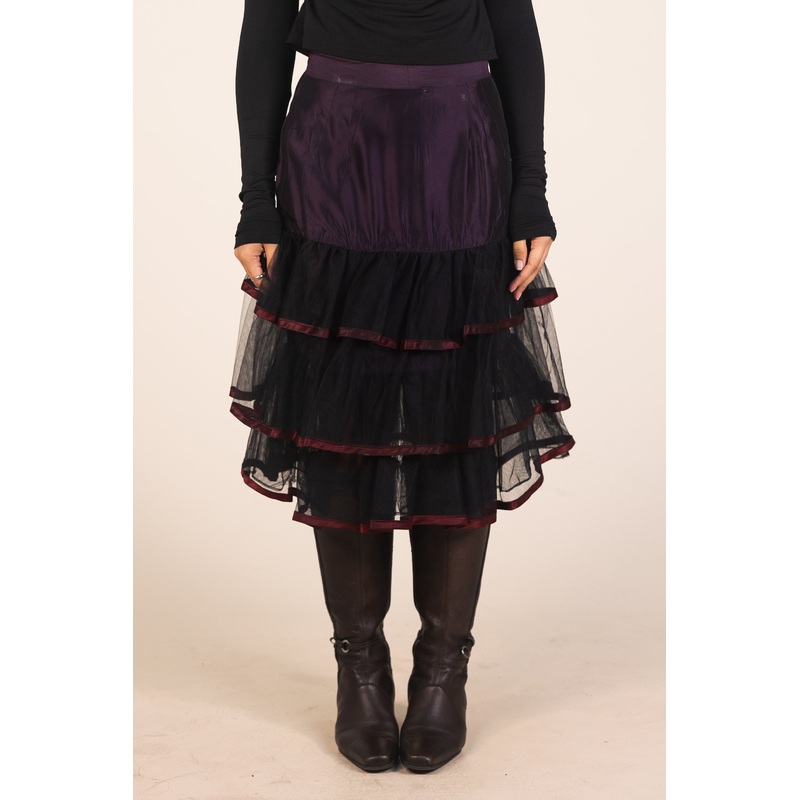 00s Ruffled Tiered Tulle Skirt