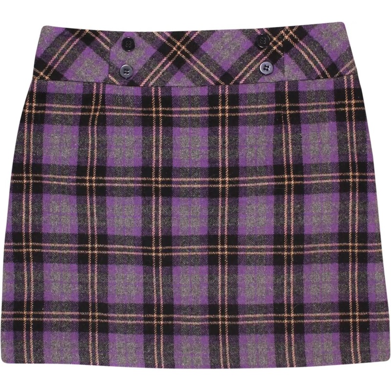 00s Purple Tartan Wool Mini Skirt