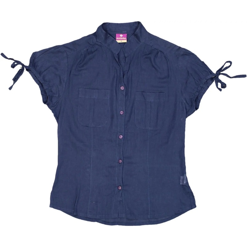00s Cap Sleeve Navy Blouse