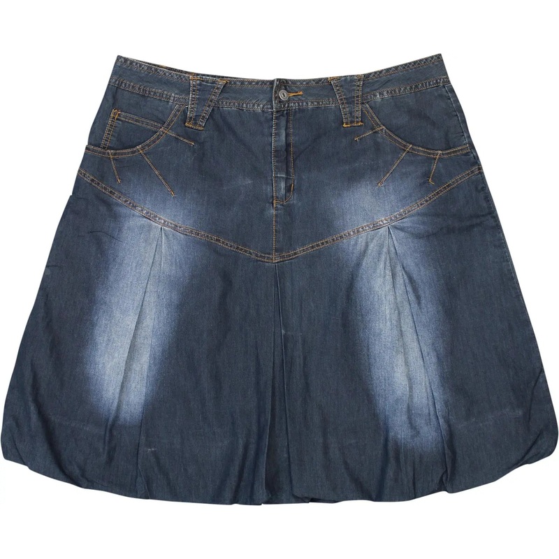 00s Denim Bubble Hem Denim Mini Skirt