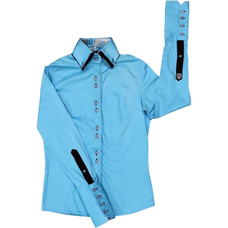 00s Retro 70s Style Blue Shirt