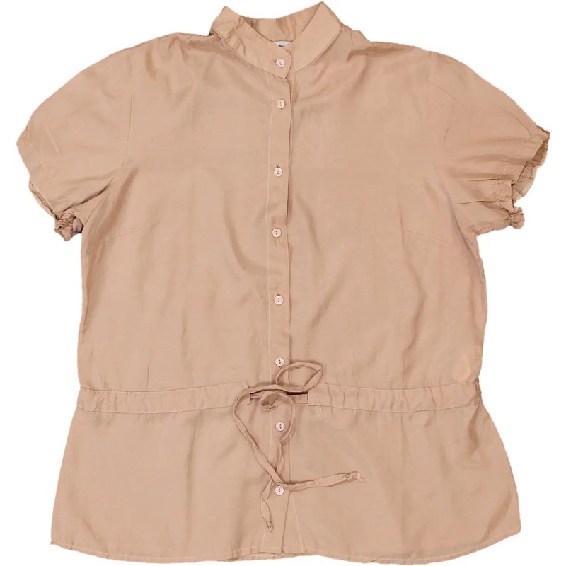 00s Tie Waist Cap Sleeve Blouse