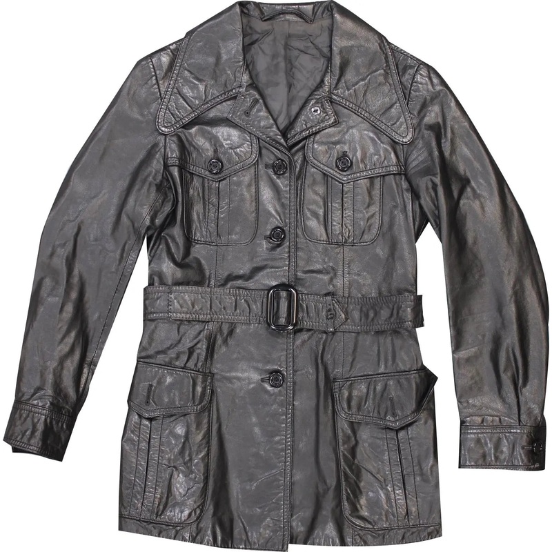 70s Long Belted Leather Jacket