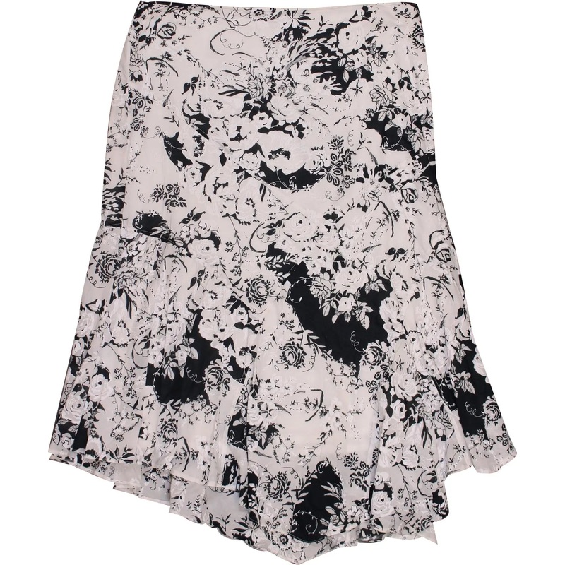 00s Asymmetrical Floral Midi Skirt