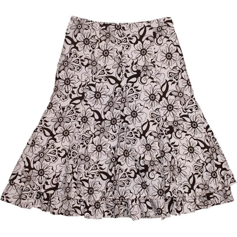 00s Floral Ruffle Midi Skirt