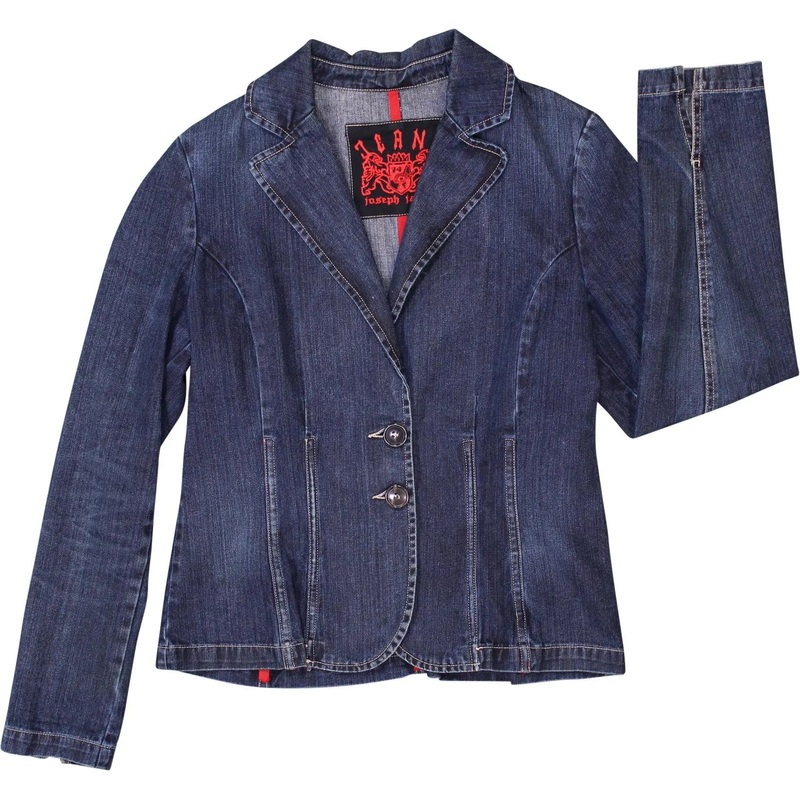 00s Denim Fitted Blazer