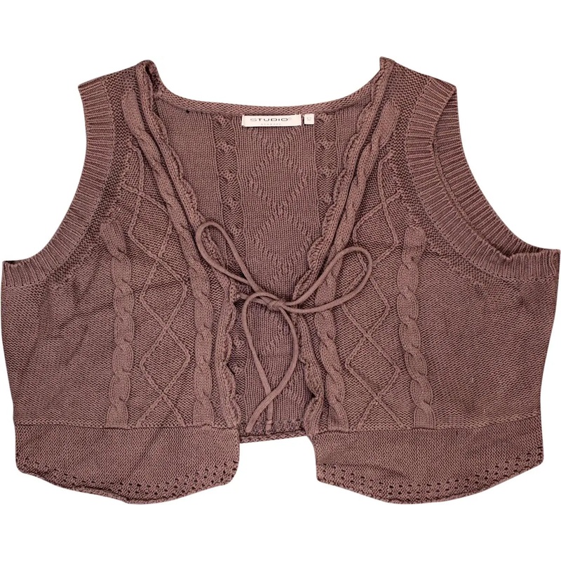 00s Boho Knitted Cropped Vest