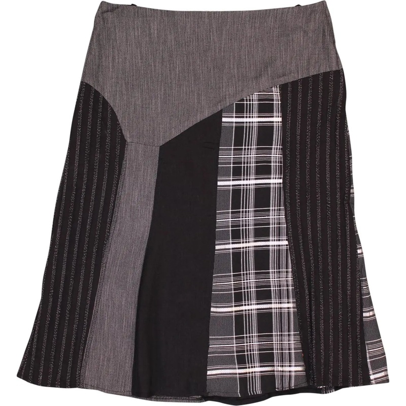 00s Patchwork Plaid Midi Skirt