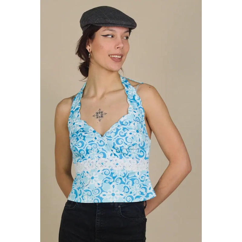 70s Retro Printed Halter Top