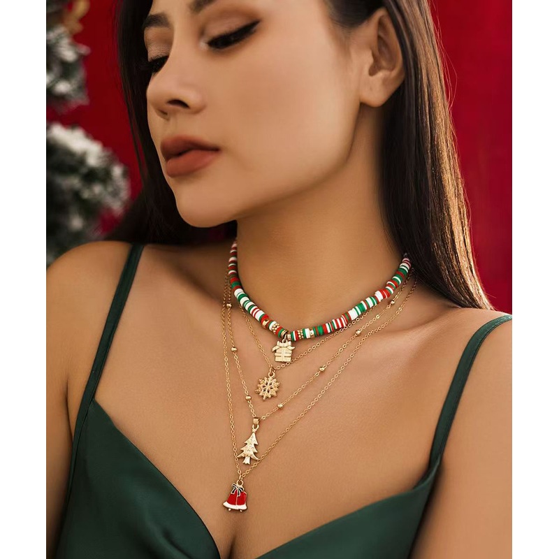 Boho Colorblock Alloy Multilayer Four Piece Set Pendant Necklace RA007
