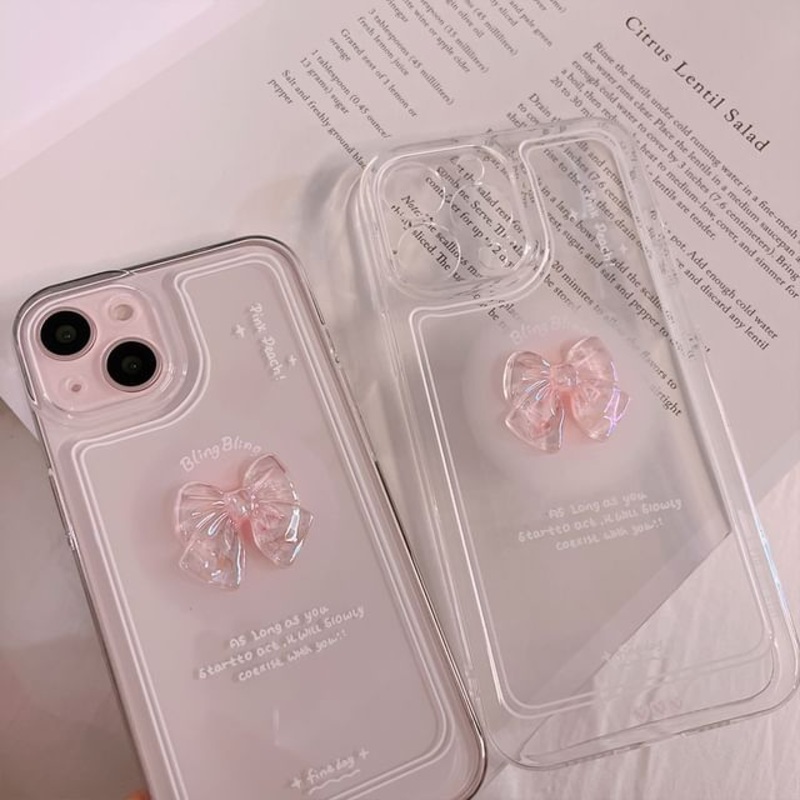 Bow Transparent Phone Case|Transparent & Pink|iPhone 11|iPhone 11 Pro|iPhone 11 Pro Max|iPhone 12|iPhone 12 Pro|iPhone 12 Pro Max|iPhone 12 mini|iPhone 13|iPhone 13 Pro|iPhone 13 Pro Max|iPhone 13 mini|iPhone 7 / 8 / SE|iPhone 7 Plus / 8 Plus|iPhone X / X