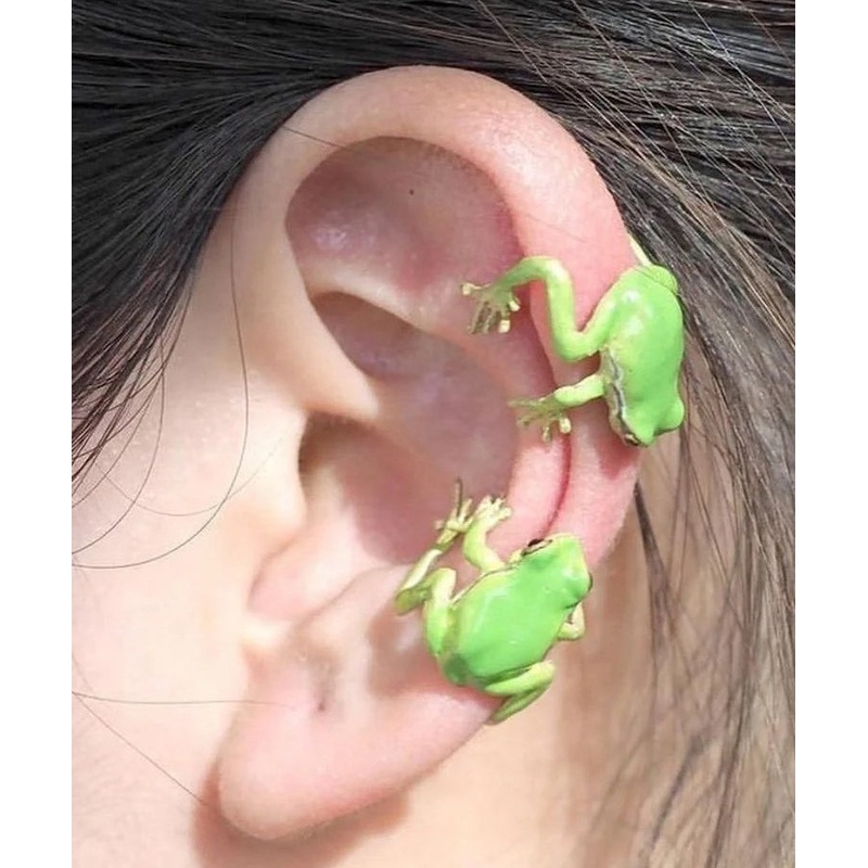 Chic Grass Green Alloy Frog Stud Earrings RA022