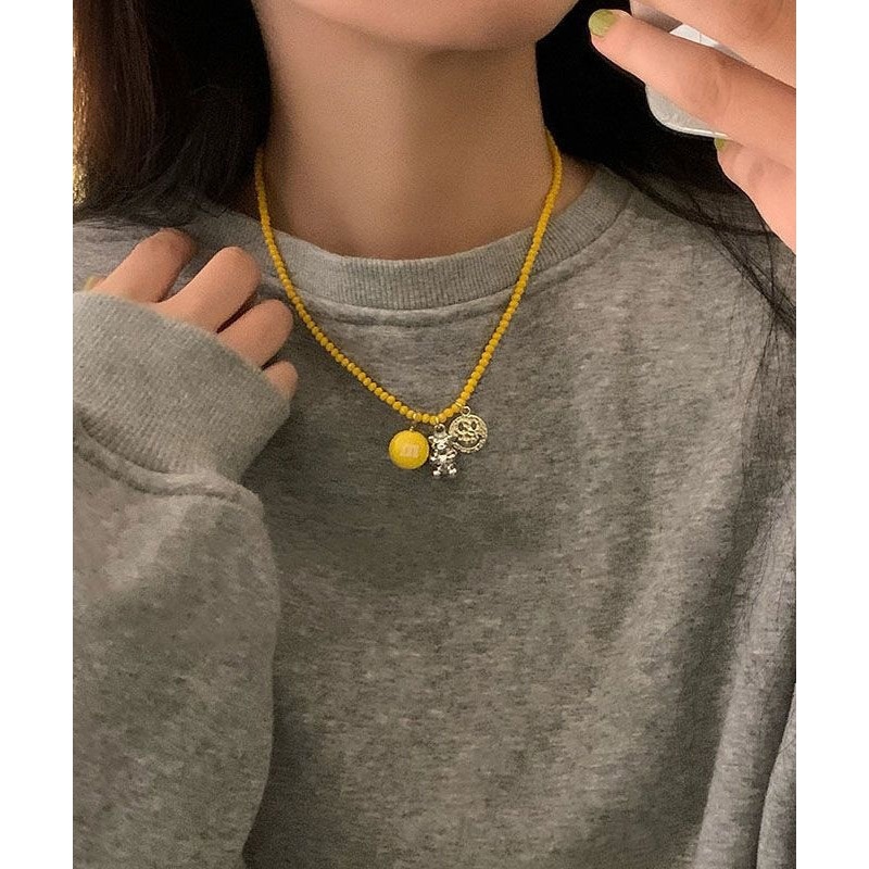 New Yellow Character Little Bea Beading Pendant Necklace RA028