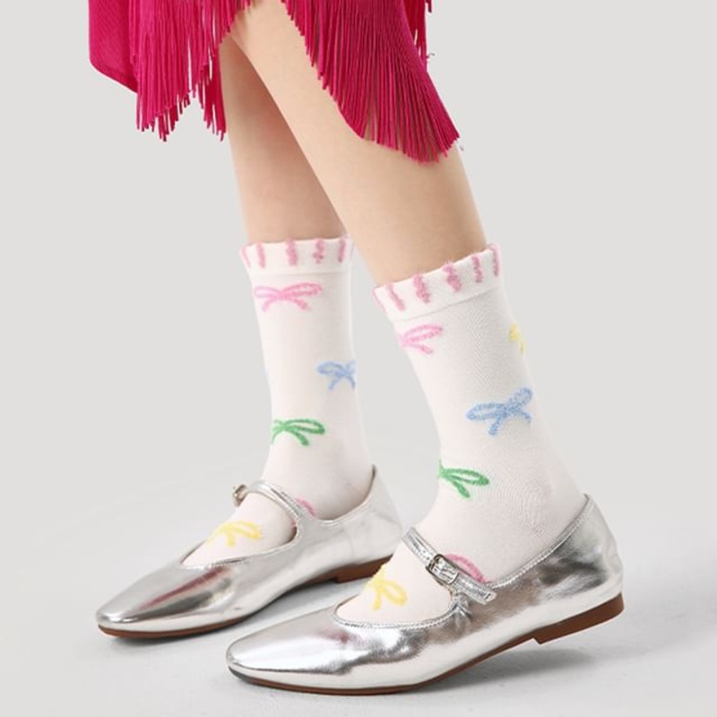 Bow Crew Socks|R8820 – Off-White|One Size