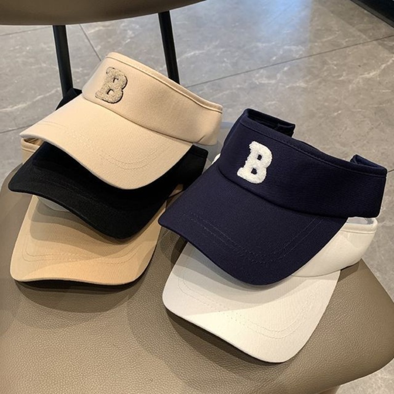 Letter B Visor Hat|Letter B – Beige|Letter B – Black|Letter B – Navy Blue|Letter B – Pink|Letter B – White|Letter B – Yellow|One Size