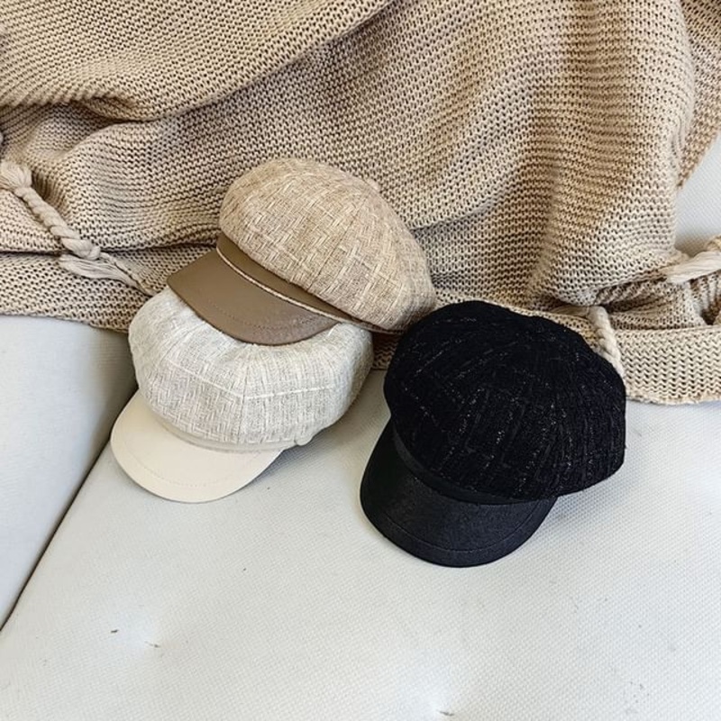 Panel Newsboy Cap|Beige|Black|Khaki|One Size