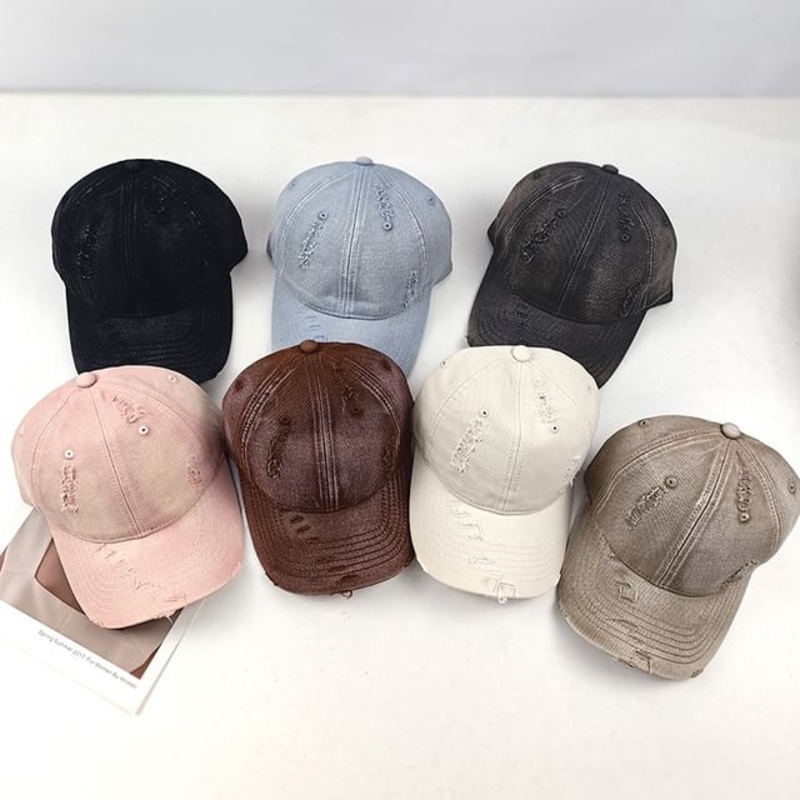 Distressed Baseball Cap|Beige|Black|Coffee|Dark Gray|Khaki|Pink|Sky Blue|One Size