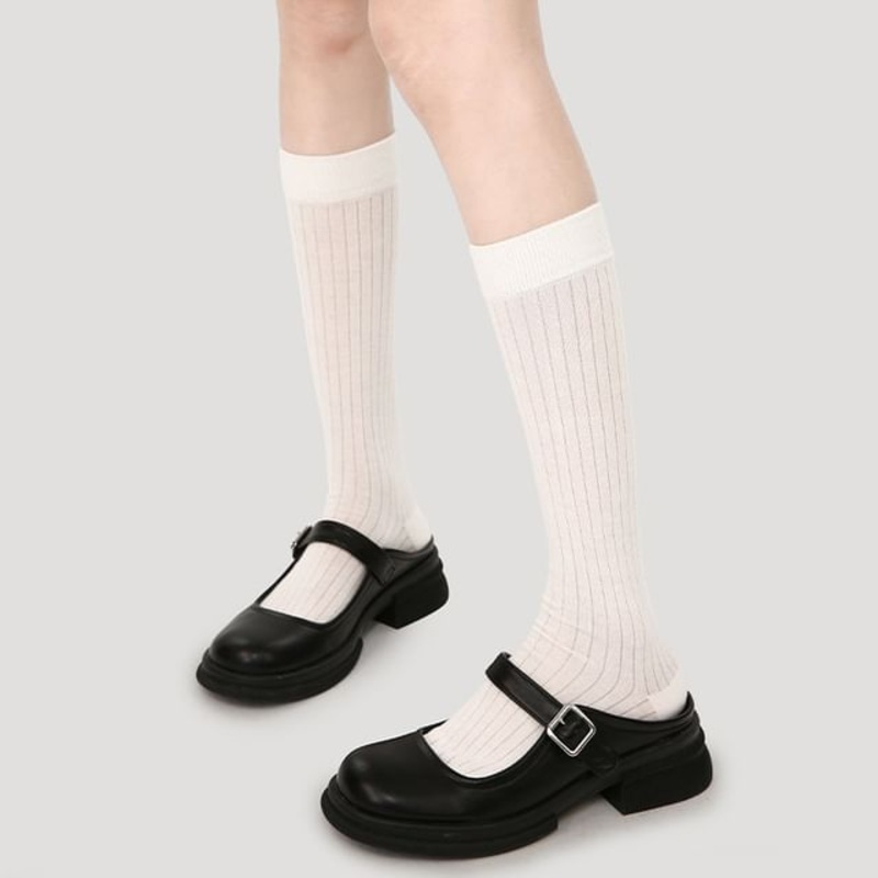 Plain Mid-Calf Socks|R8652 – White|One Size
