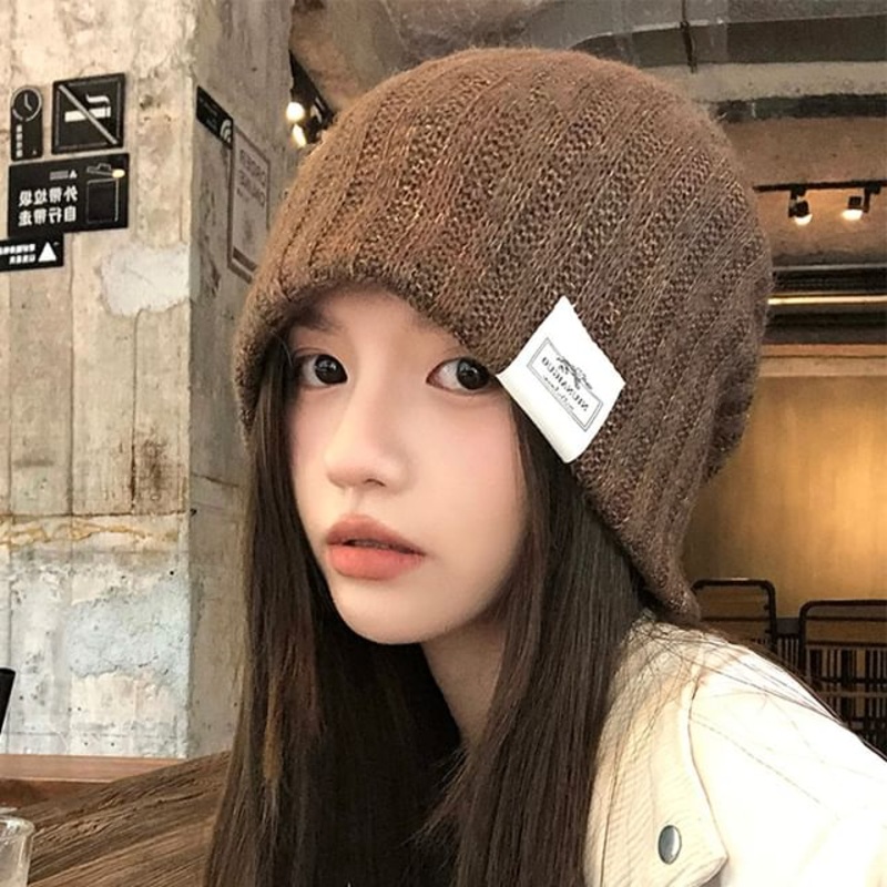Plain Ribbed Knit Beanie|Black|Coffee|Khaki|M