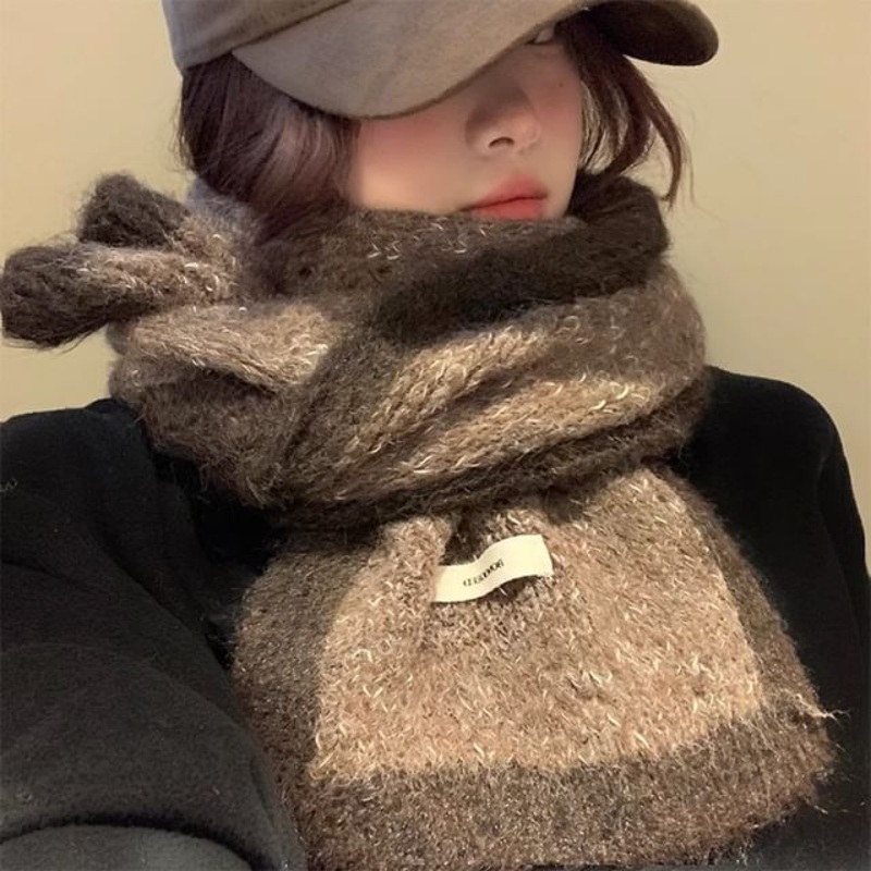 Plaid Knit Scarf|Black|Coffee|Gray|Mocha|Off-White|Red|One Size