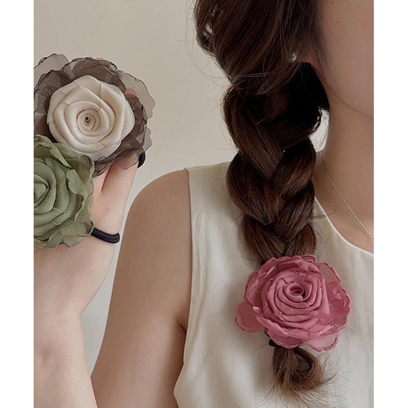 Stylish Red Tulle Rose Hair Band RG009