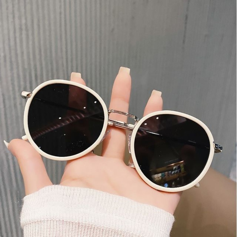 Round Vintage Sunglasses|Beige|Black|Orange|One Size
