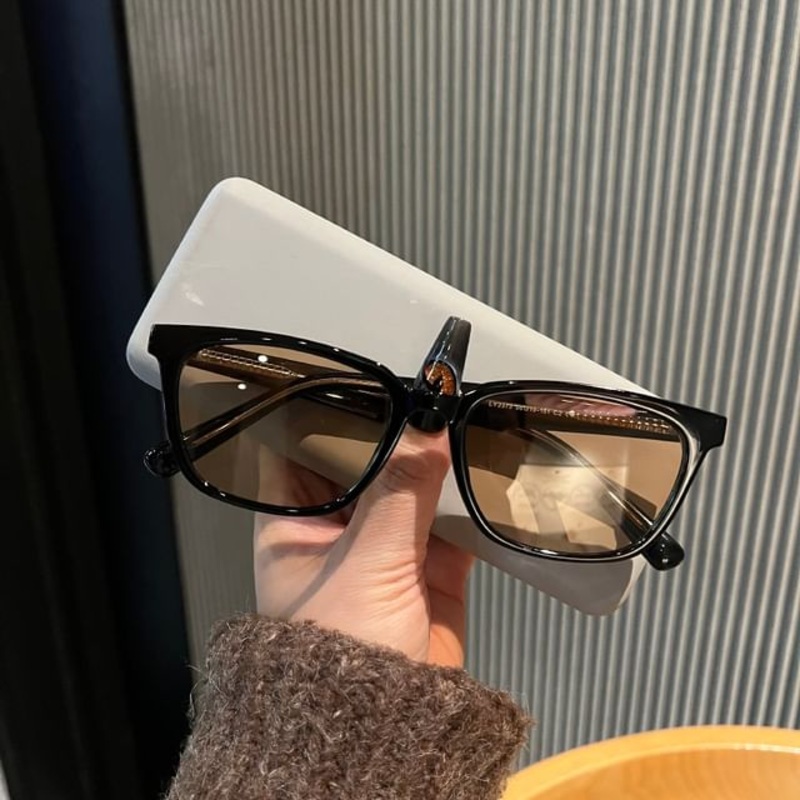 Square Polished Sunglasses|Black Frame – Lens – Black|Black Frame – Lens – Brown|Coffee Frame – Lens – Green|One Size