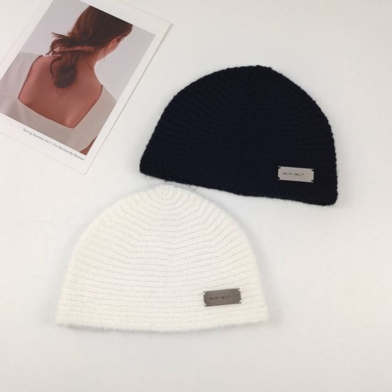 Lettering Tag Beanie|Beige|Black|Caramel|Dark Gray|Dark Khaki|Light Khaki|White|One Size