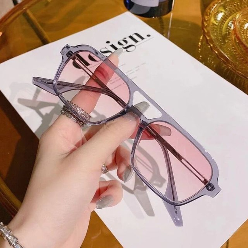 Rectangle Sunglasses|Black Frame – Gray Lens|Black Frame – Green Lens|Leopard Blue Lens|Transparent Gray Frame – Pink Lens|Transparent White Frame – Gray Lens|Transparent White Frame – Pink Lens|One Size