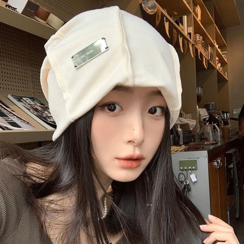 Plain Panel Beanie|Black|Coffee|Dark Gray|White|One Size