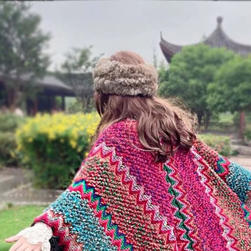 Zig Zag Tassel Shawl|Blue|Red|Rose Purple|One Size