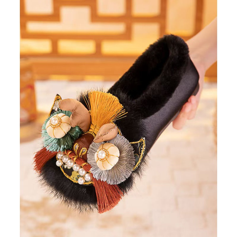 Handmade Cotton Embroidered Soft Soled Comfortable And Cute Tiger Head Shoes TQ037
