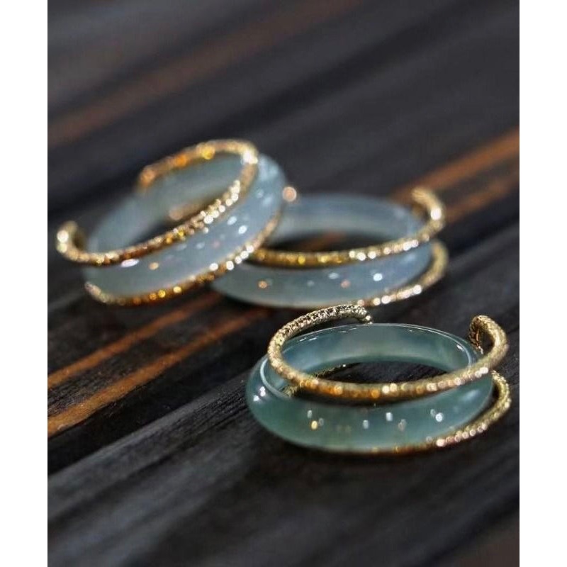 Original Design Blue 14K Gold Jade Rings RB016