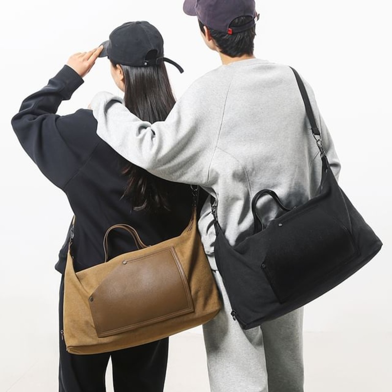 Bag Plain Canvas Carryall|Black|Brown|One Size