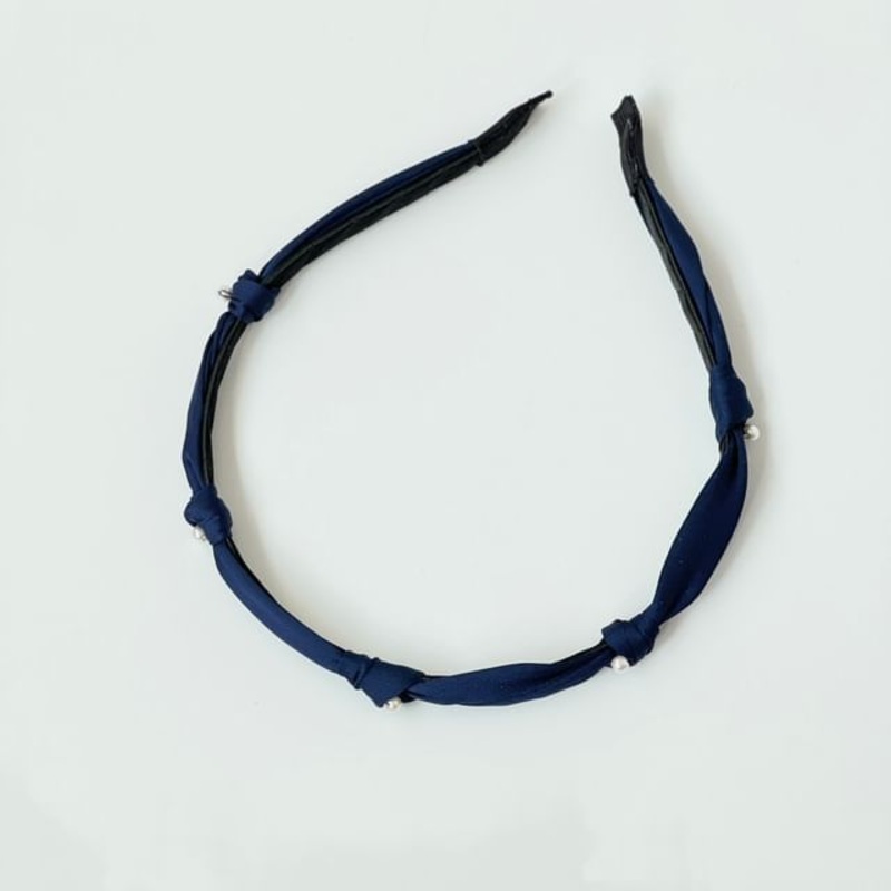 Faux Knot Headband Pearl|Satin – Dark Blue|One Size