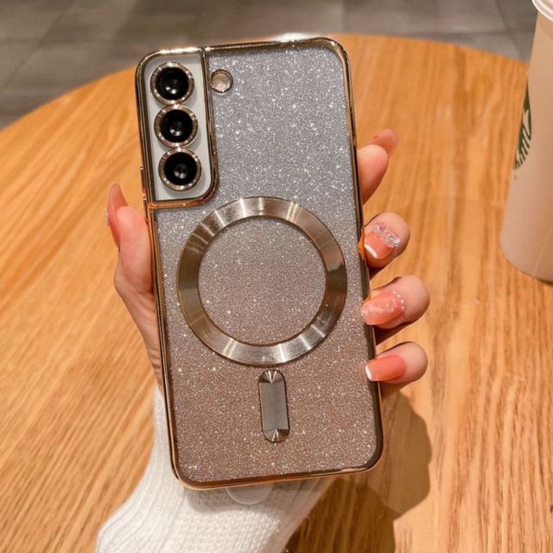 Phone Magnetic Glitter Case|Gold|Samsung S21|Samsung S21 Plus|Samsung S21 Ultra|Samsung S22|Samsung S22 Plus|Samsung S22 Ultra|Samsung S23|Samsung S23 Plus|Samsung S23 Ultra