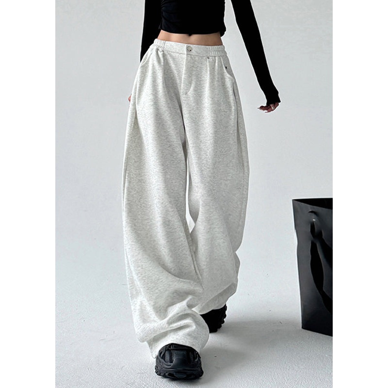 Modern Grey Patchwork High Waist Wide Leg Pants Spring TA065