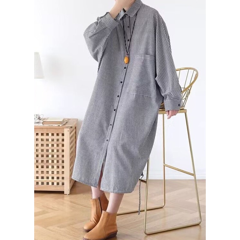 Original Design Striped Peter Pan Collar Shirts Dresses Spring TJ032