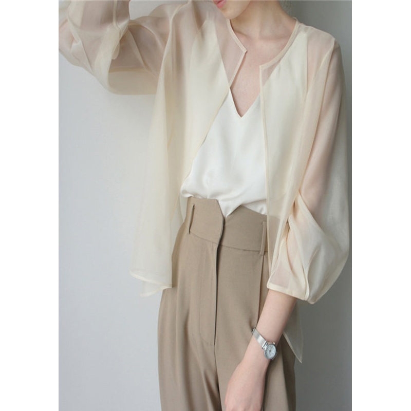 Beautiful Apricot Organza UPF 50+ Cardigans Summer TZ014