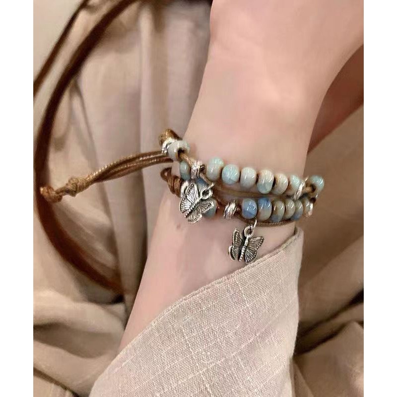 Casual Alloy Weaving Ceramic Butterfly Charm Bracelet Two Piece Set TX044