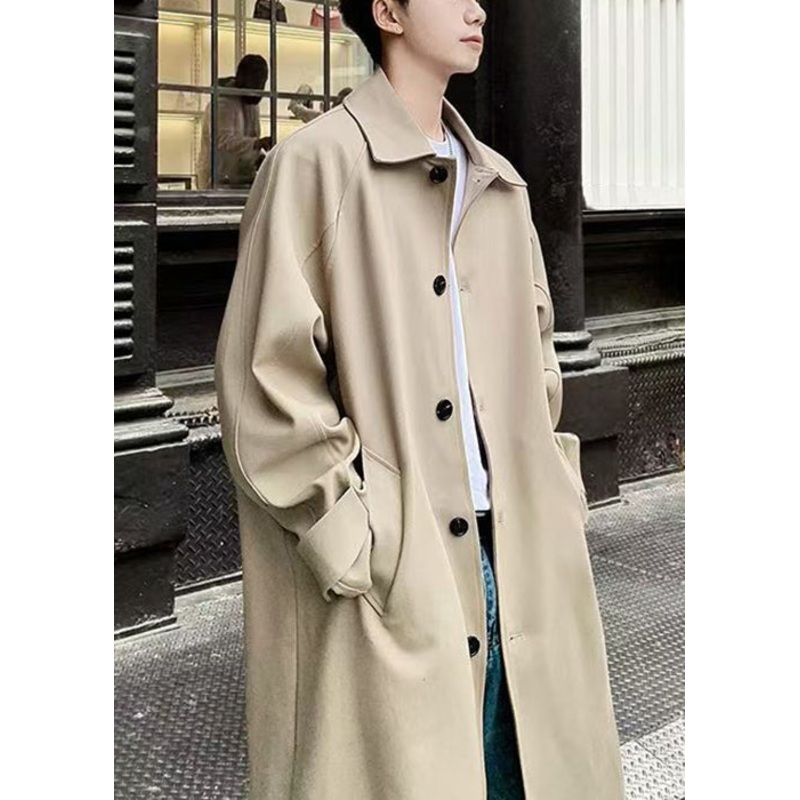 Casual Khaki Peter Pan Collar Button Cotton Men Trench Spring YQ014