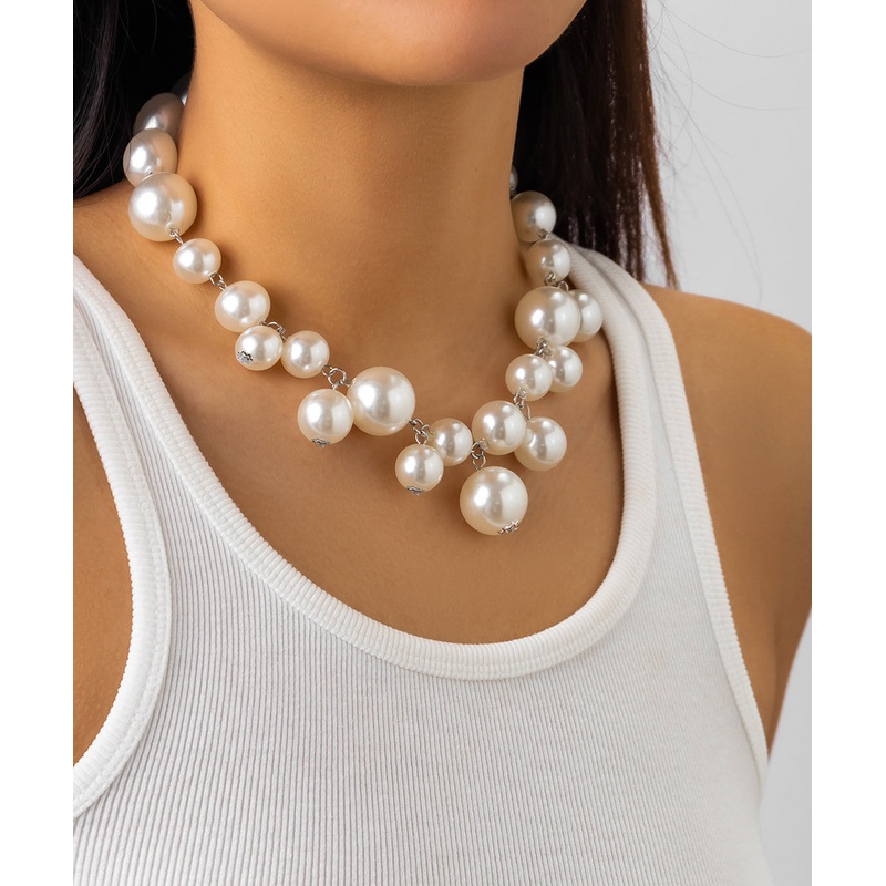 Classy White Stainless Steel Pearl Pendant Necklace YR005