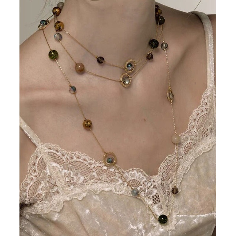 Unique Gold Metal Alloy Pearl Gypsophila Gratuated Bead Necklace YR007