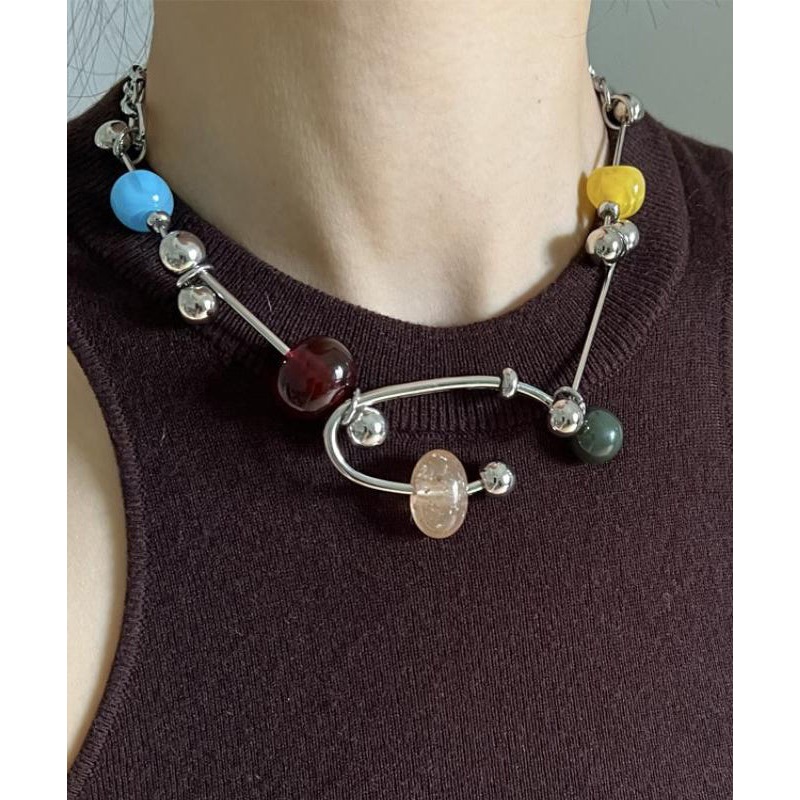 Unique Rainbow Stainless Steel Acrylic Alloy Pendant Necklace YR017