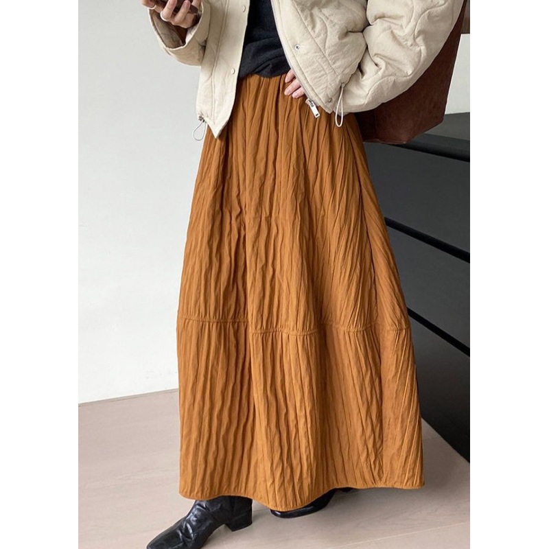Art Brown Patchwork Cotton A Line Skirt Spring YK035