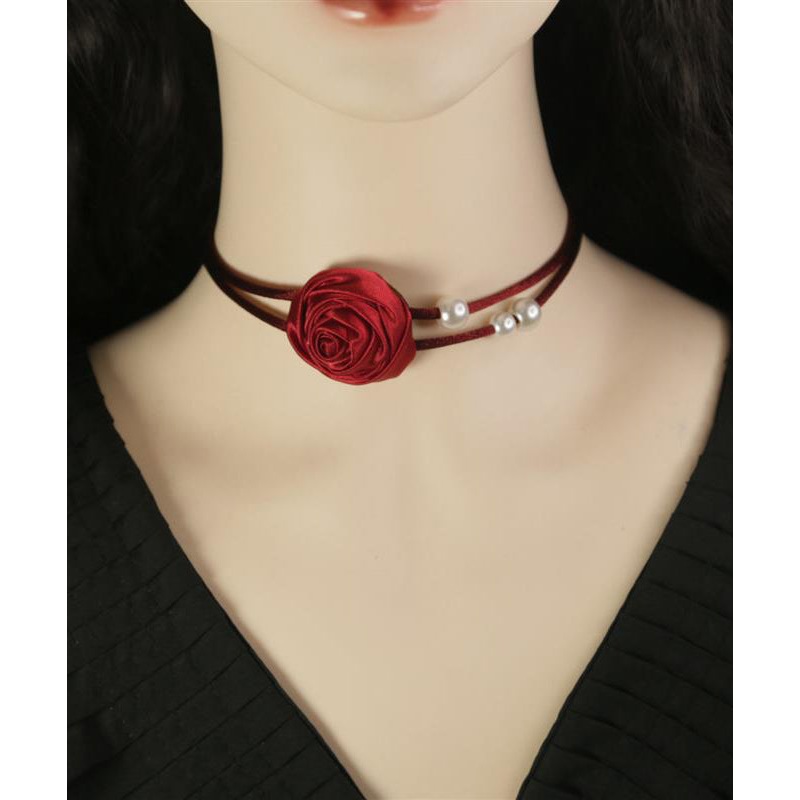 Beautiful Mulberry Silk Alloy Pearl Floral Princess Necklace YU019